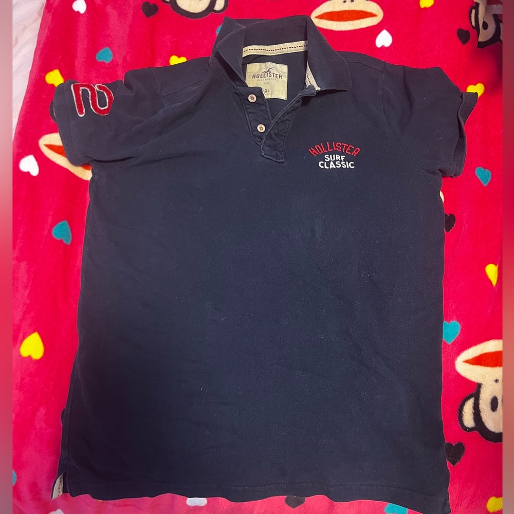 Hollister Navy Polo with Red Embroidery